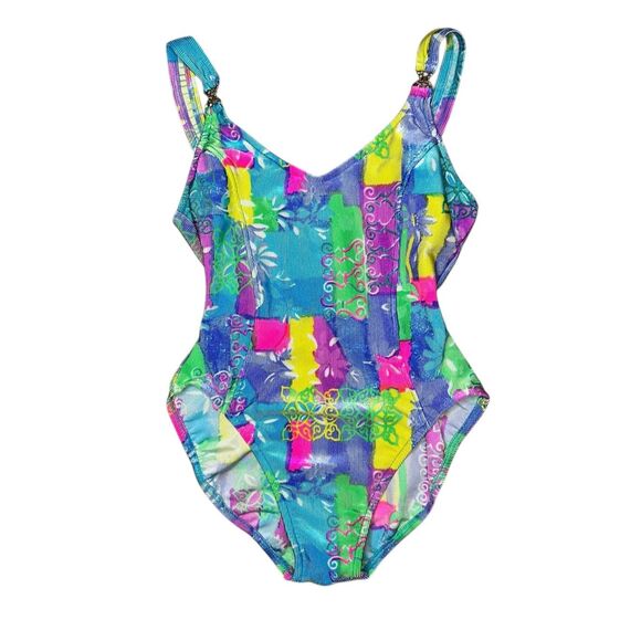 Vintage Other - Vintage Kechika Women’s Medium One Piece Swimsuit Abstract Colorful 90s